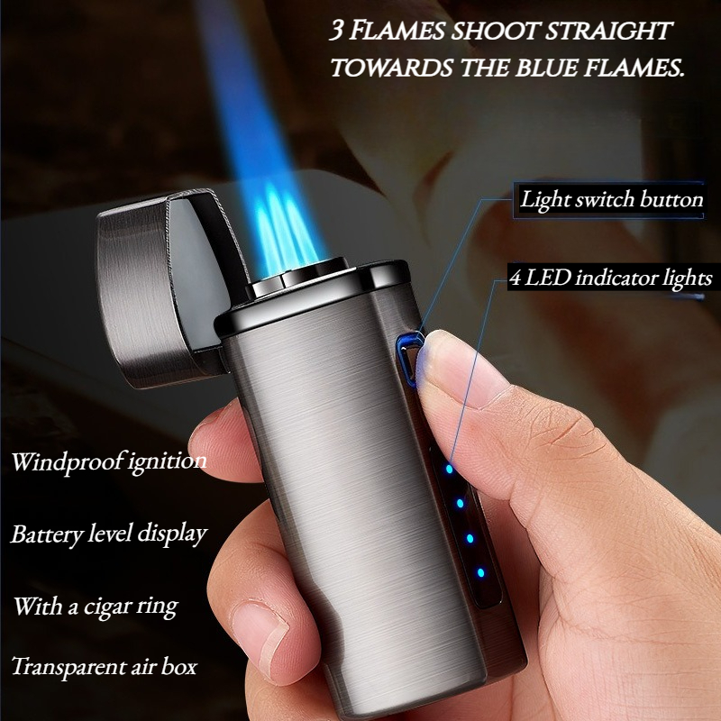 Lighter Windproof - Ветрозащитная газово-электрическая зажигалка с индикатором заряда