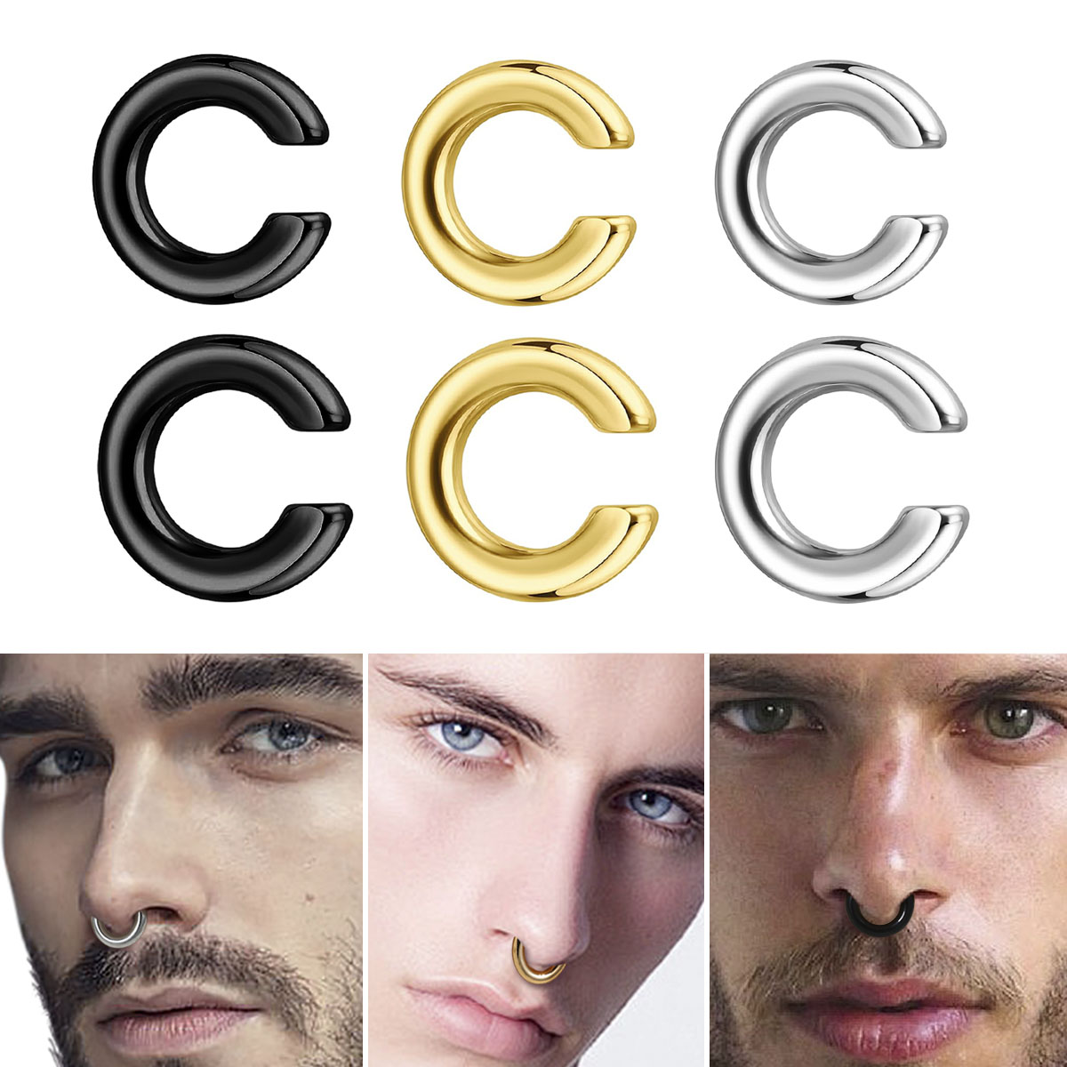 Men Accessories Ring - 1 шт. преувеличенные c-образные непирсинговые кольца